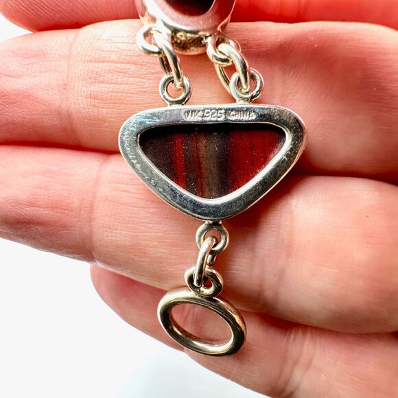 Whitney Kelly Sterling Silver Red Jasper Toggle  Bracelet 35 Grams 7.5 Inch - Picture 8 of 8